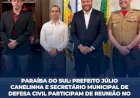 Prefeito Júlio Canelinha e secretário municipal de Defesa Civil participam de reunião no Comando-Geral dos Bombeiros